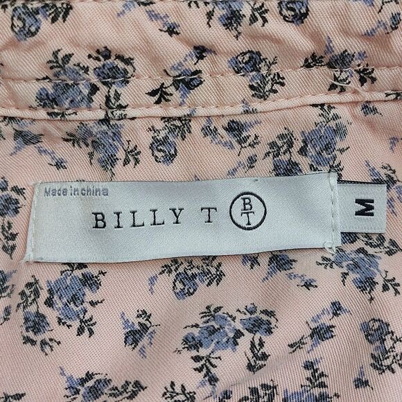 Billy T Floral Tencel Roll-Up Sleeves Shirt Women's Medium Split Back Cottage - Picture 4 of 8